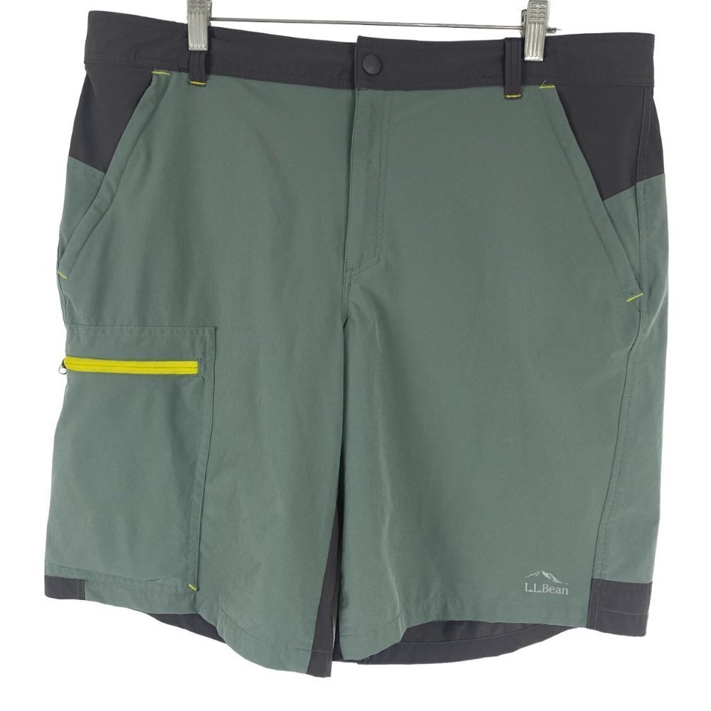 L.L. Bean Board Shorts Men's‎ Size 38W Green Nylon Blend Paddle SW-1748